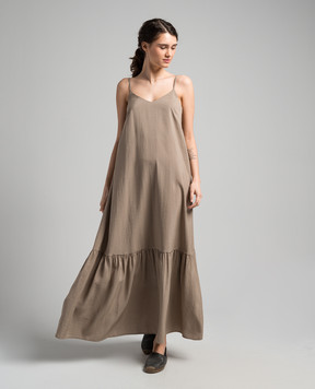 Peserico Brown dress with monil chain S0202001509