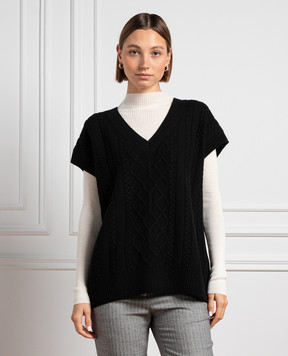 Ballantyne Black vest made of straight cut wool in a textured pattern B1S1117W113