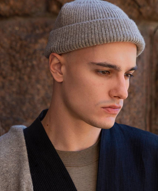 Jan Jan Van Essche - Gray cap #5 made of wool BEANIE5 - shop with