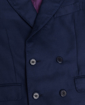 Stefano Ricci Children's blue double-breasted cashmere suit Y1SF735900HC4550