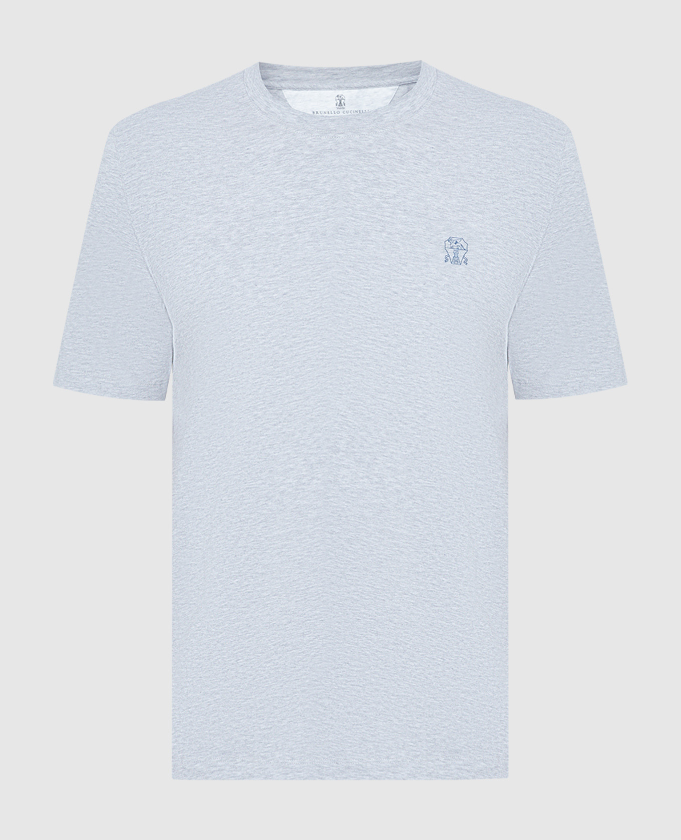 Gray t-shirt with logo emblem print brunello cucinelli