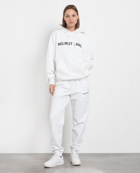 Helmut Lang White logo print hoodie L09HM521w