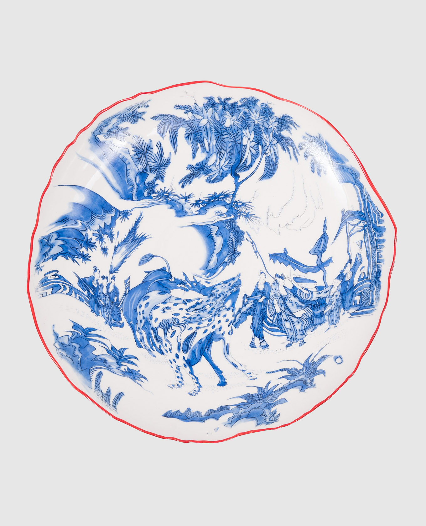 

White Chinoiserie dinner plate with a pattern SELETTI