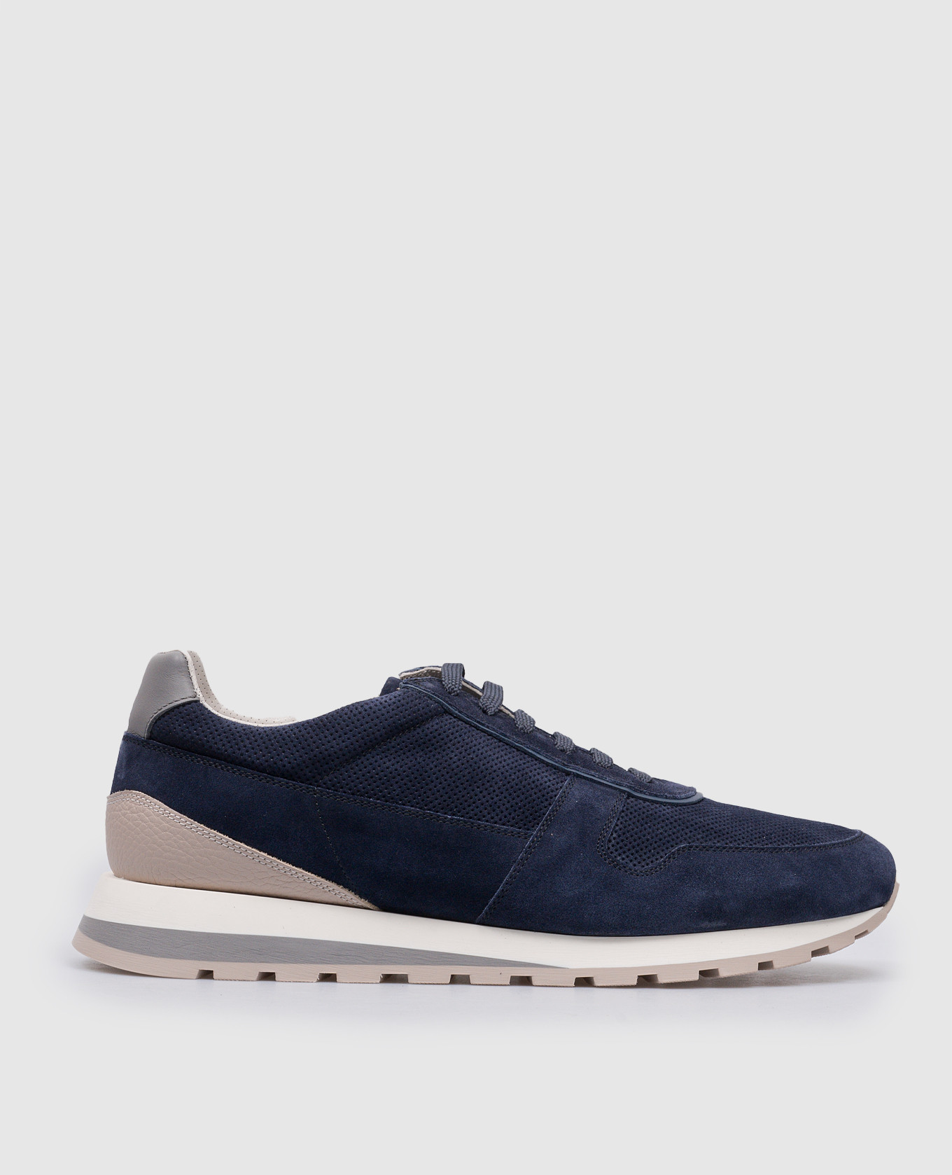 

Blue suede sneakers with logo Brunello Cucinelli, Синий