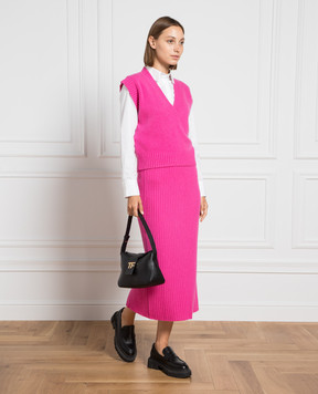 Allude Pink ribbed cashmere midi skirt 23511143