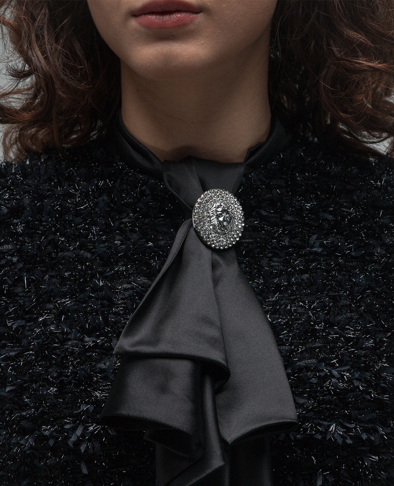 Black Silk Ascot Collar Top Balmain 5