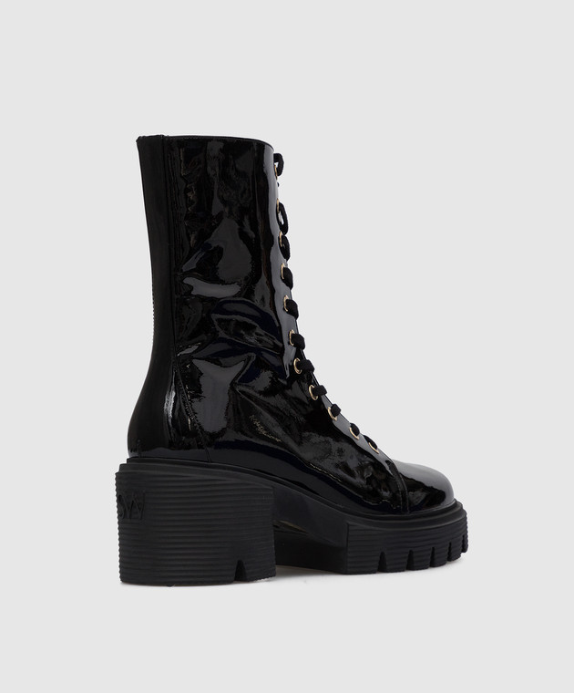 STUART WEITZMAN ソホ レスアッフ フツ SC238PAT BLKCBLACKC Stuart Weitzman - Soho black patent leather boots SC238