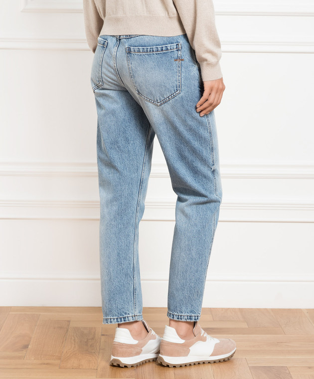 デニム・ジーパン BRUNELLO CUCINELLI Woman Jeans Blue MP095P5847 C9044 Brunello Cucinelli - Blue jeans with a distressed effect