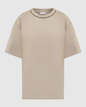 Brunello Cucinelli Khaki t-shirt with monil chain M0T81EL330