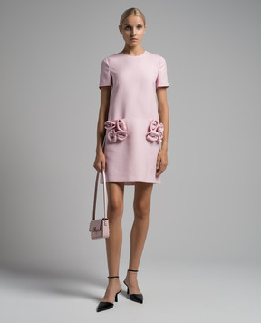 Valentino Pink mini dress with appliqués in the form of flowers 3B0VA6471CF