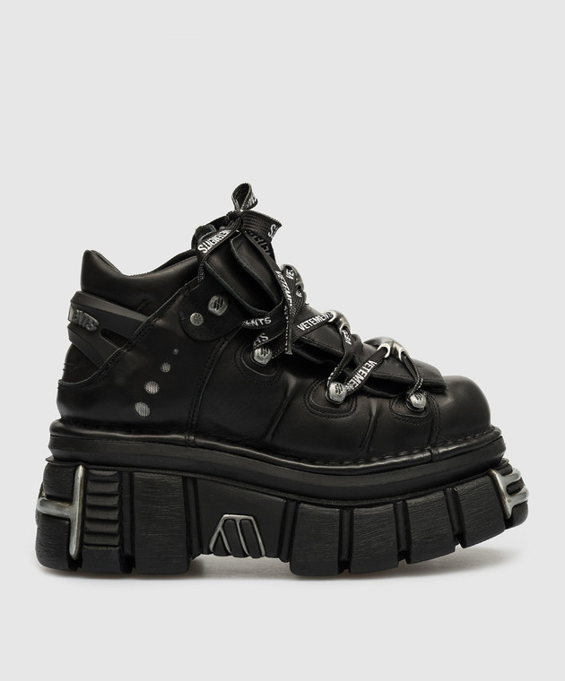 Vetements NEW ROCK black leather boots with logo UE54SN120B buy with Czech Republic delivery at Symbol