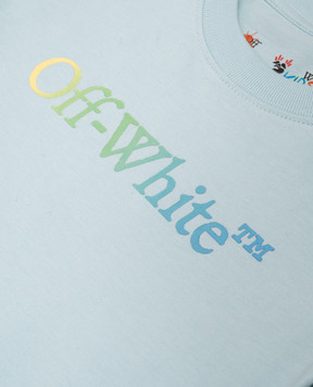Off-White Children's blue t-shirt with logo print OBXB001S24JER001