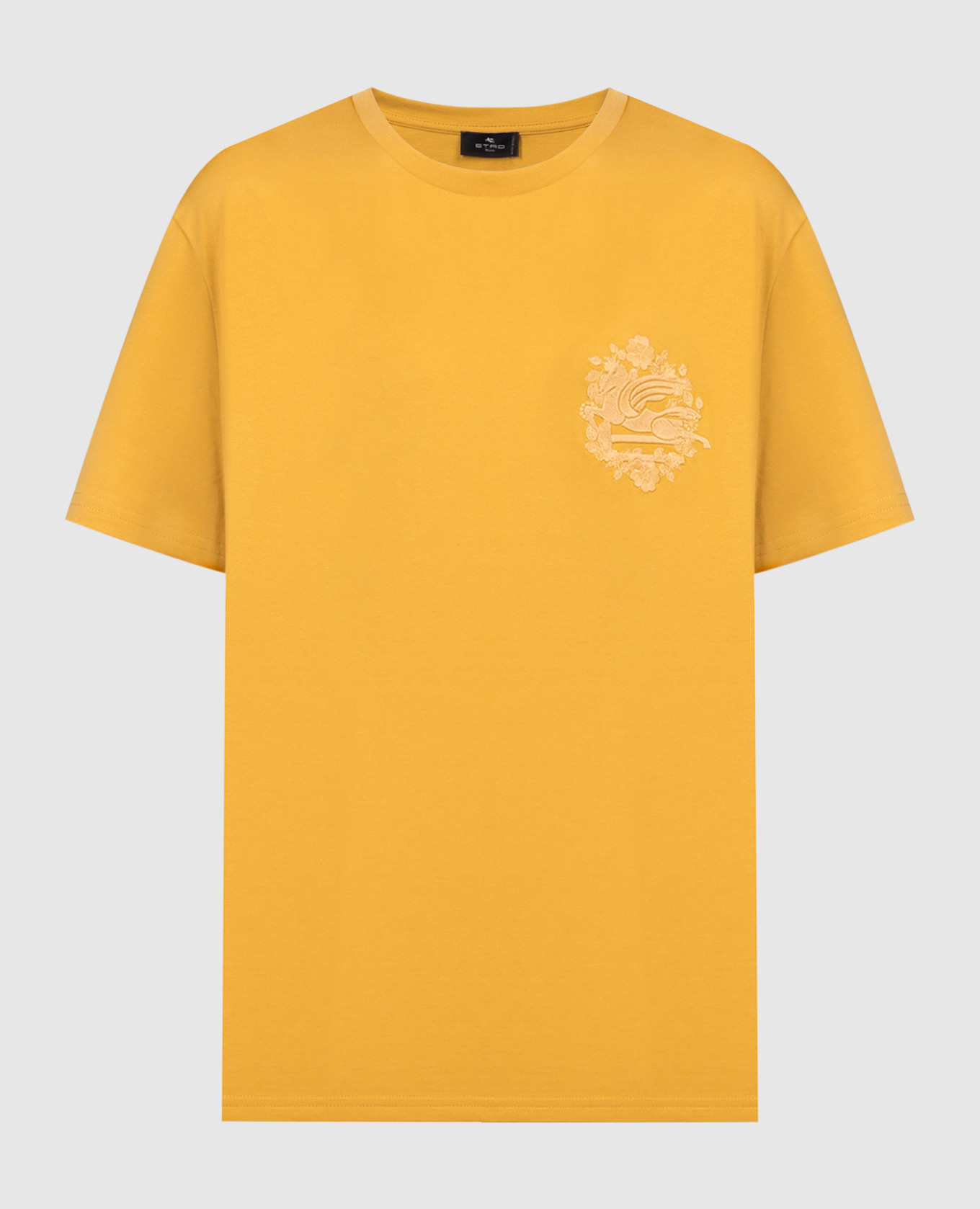 Yellow t-shirt with pegaso logo embroidery etro