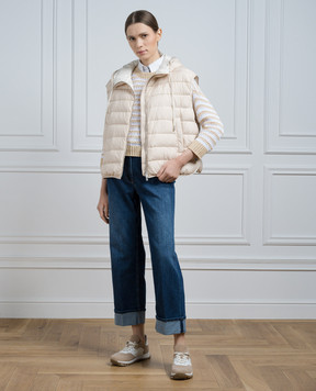 Peserico Beige openwork jumper with sequins S99196F03