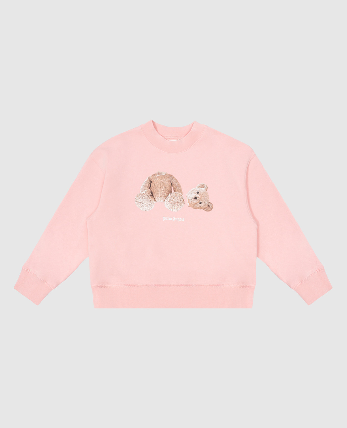 Children's pink sweatshirt with a bear print palm angels