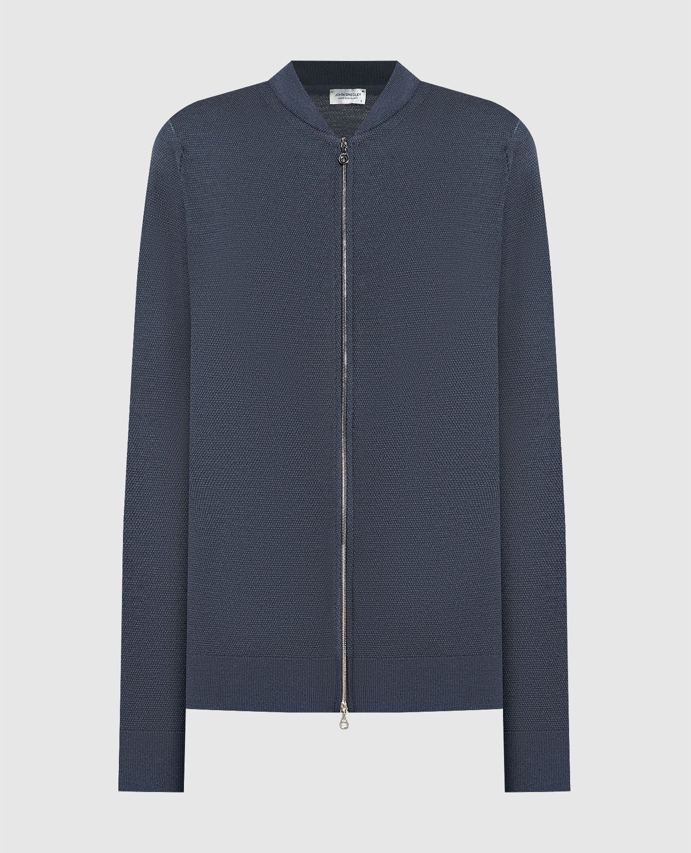 

Singular blue wool bomber John Smedley