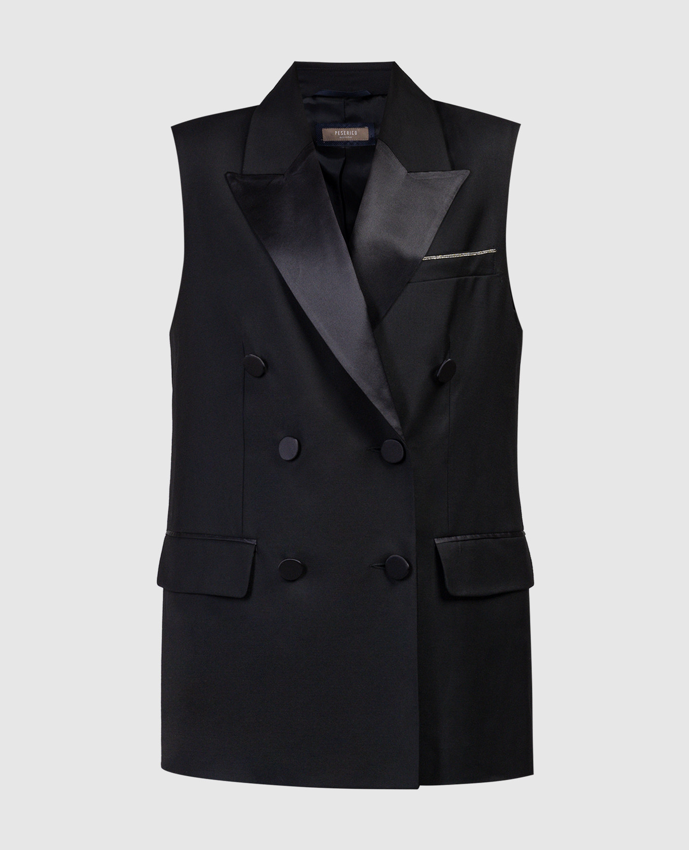 

Black double-breasted vest made of wool Peserico