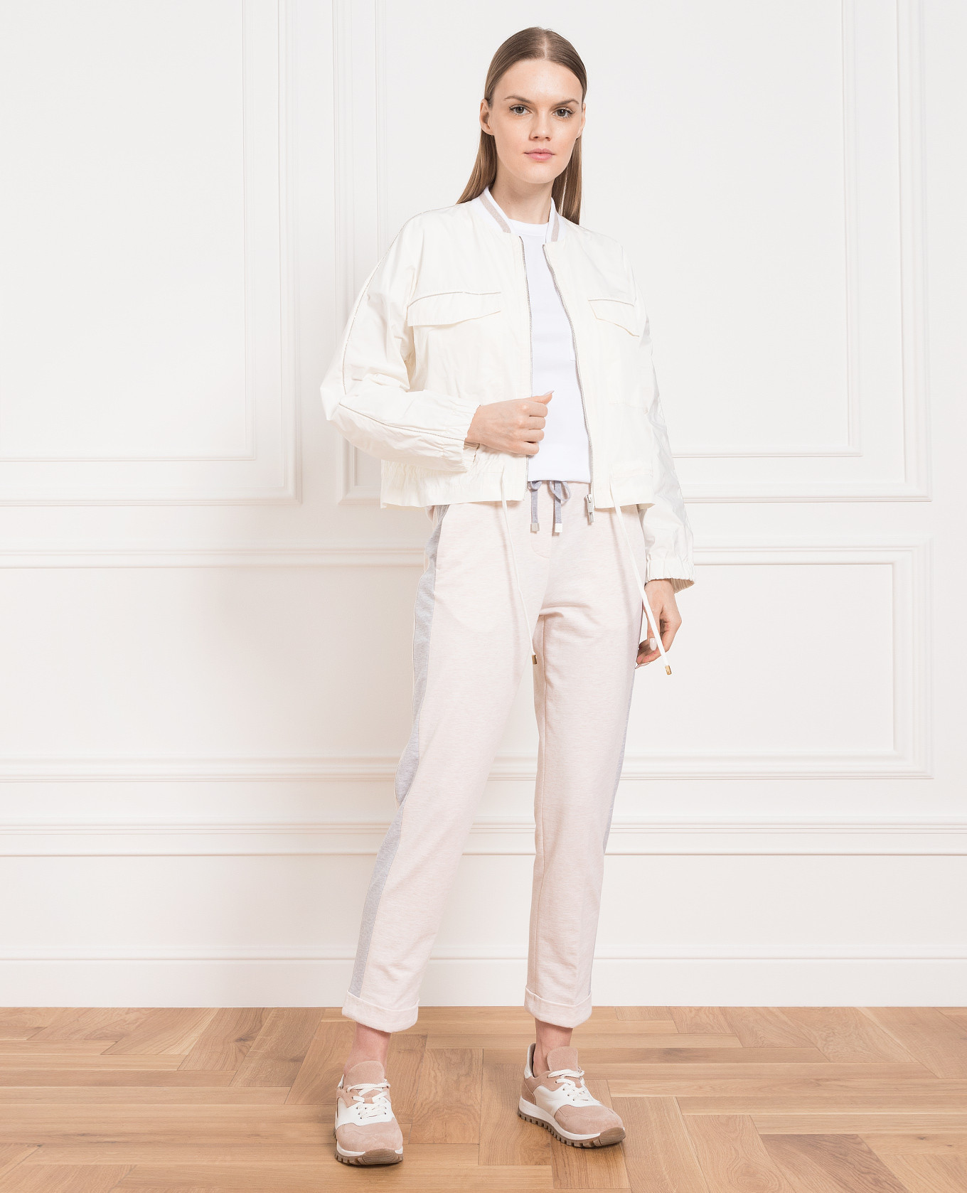 

Beige melange sweatpants with stripes Peserico