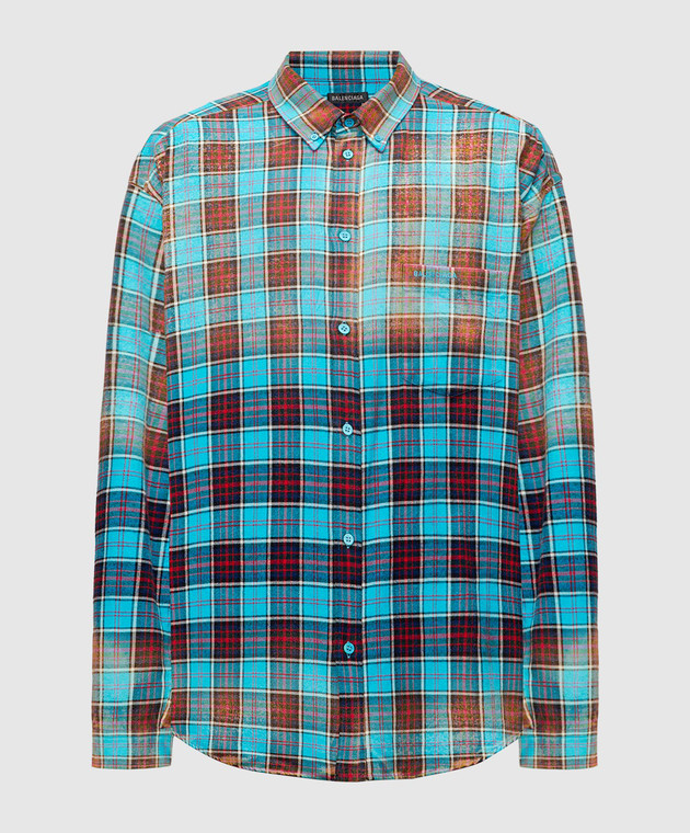 Balenciaga Blue checked shirt with logo 715030TMM11 buy with Czech Republic delivery at Symbol