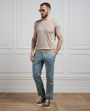 Marco Pescarolo Blue chinos with silk SLIM804900