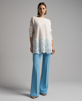 Ermanno Scervino White cashmere sweater with lace D445M309APPYU