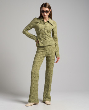 Nanushka Khaki Juna flared pants with a reaper effect NW23PFPA01911