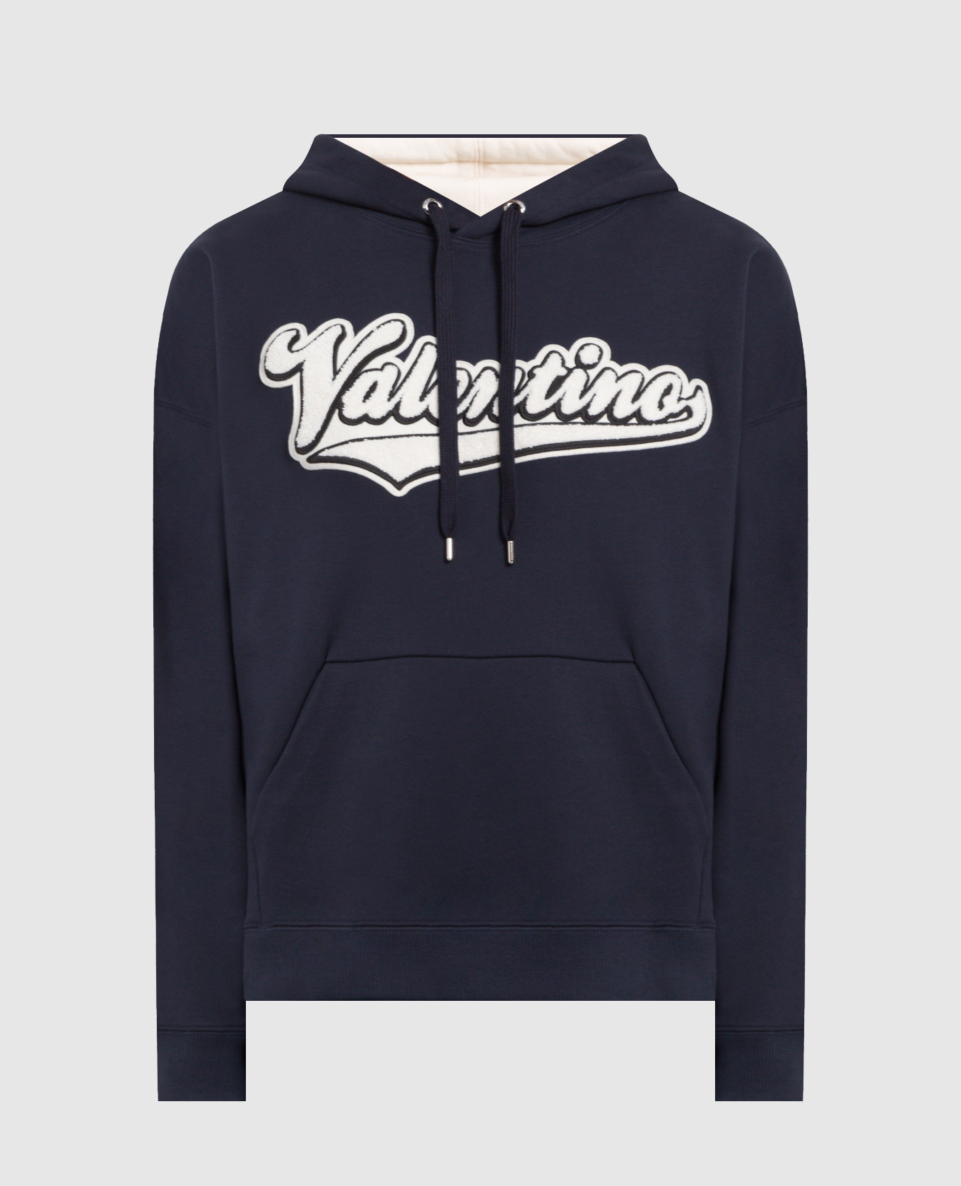 

Navy blue hoodie with textured logo appliqué Valentino, Синий