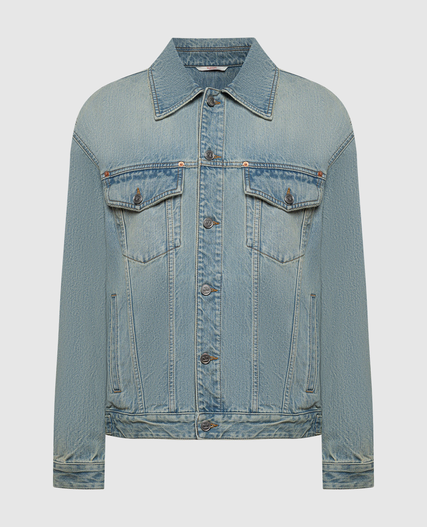 

Blue VLogo distressed denim jacket Valentino, Light blue