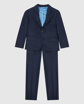 Stefano Ricci Children's blue suit made of wool Y1SF371900HC3241