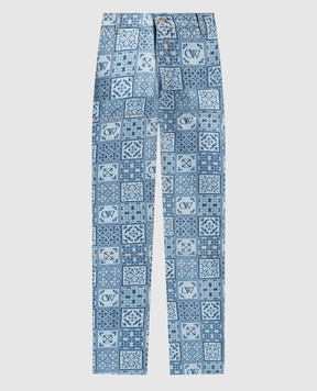 Off-White Blue flared jeans in Maiolica print OMYA161G23DEN001