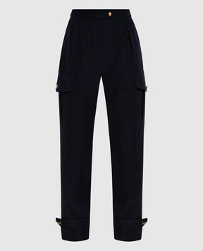 Alexander McQueen Blue cargo pants with a high rise 754576QJACF