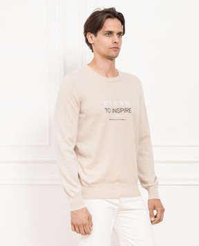 Brunello Cucinelli Beige cashmere jumper with embroidery M22201700