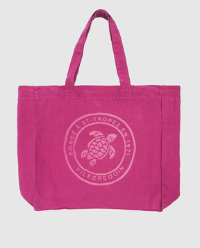Vilebrequin Babel pink logo print beach bag BBLU3104w