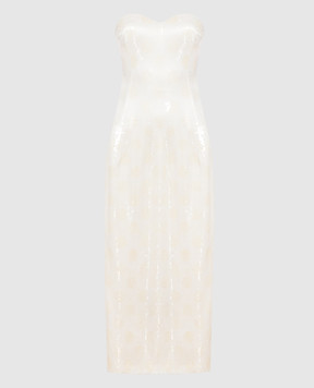 Ermanno Scervino Beige silk bustier dress with sequins D422Q730CPRXM
