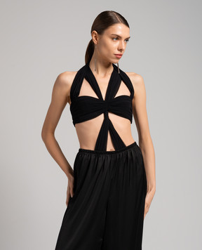 Philosophy di Lorenzo Serafini Black bodysuit with drape A11017118