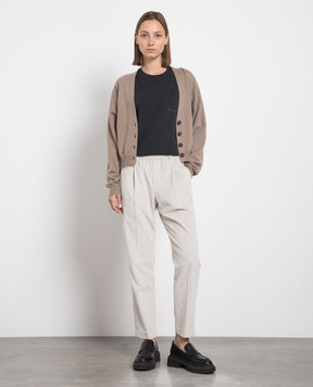 Brunello Cucinelli Gray t-shirt with monil chain MPT18BD400