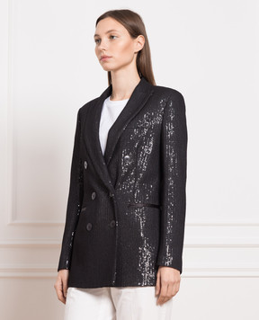 Peserico Black double-breasted jacket with sequins E0149305006