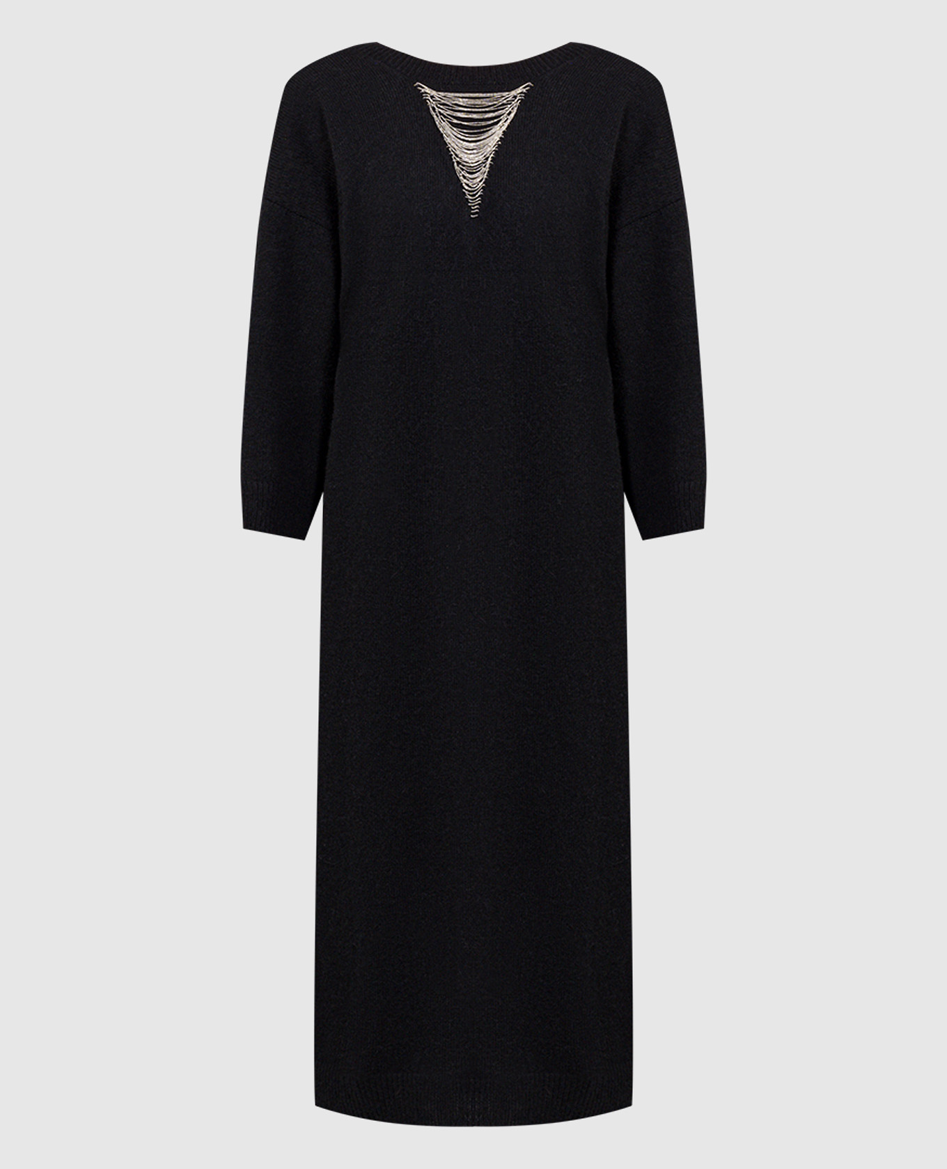 

Black wool, silk and cashmere midi dress with monil chain Peserico, Черный