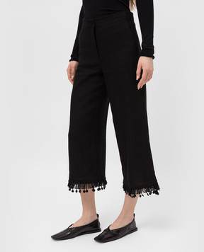 Max Mara Fiaba linen trousers with fringes FIABA