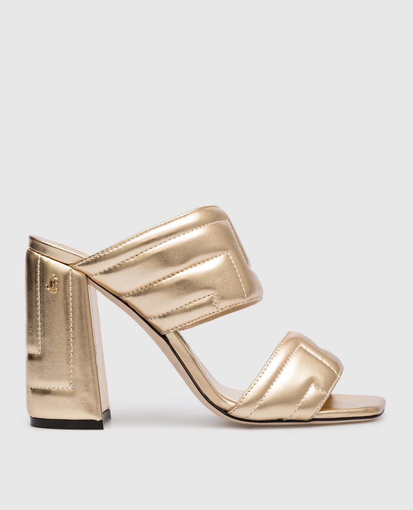 

Golden leather Themis mules with figured quilting Jimmy Choo