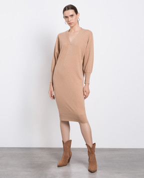 Enrico Mandelli Brown cashmere midi dress A7KD045226