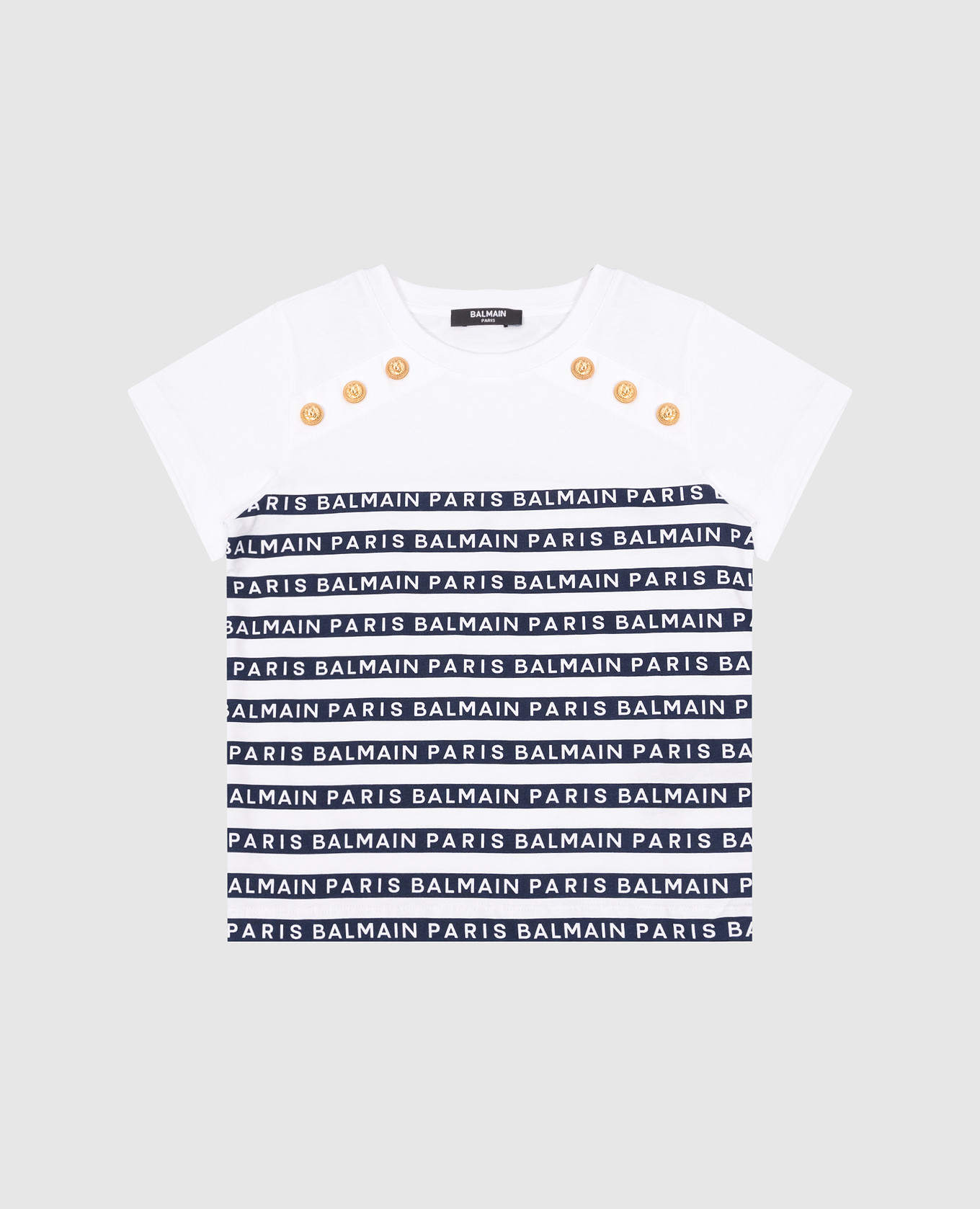 

Children's white striped t-shirt with logo print Balmain