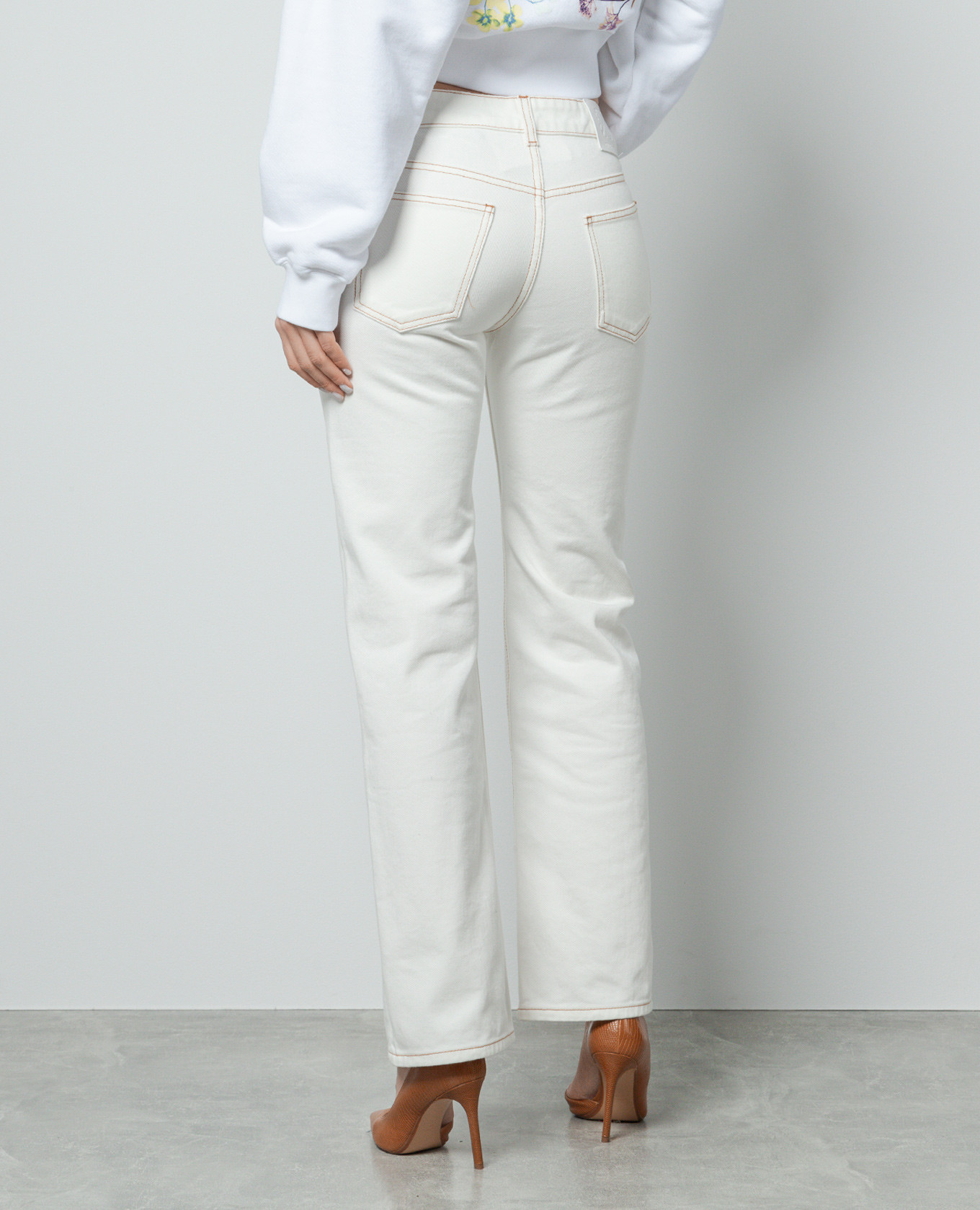 White jeans with logo patch Off-White 4