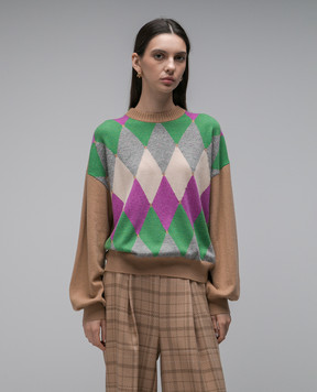 Ballantyne Beige sweater made of cashmere in a geometric pattern B1P67412KG1