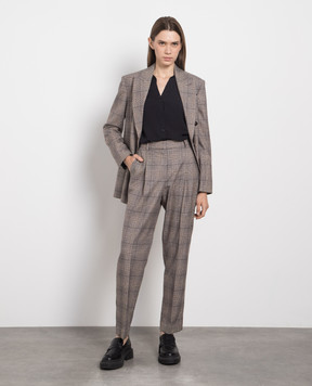 Brunello Cucinelli Brown checked pants with a monil chain MP537P8422