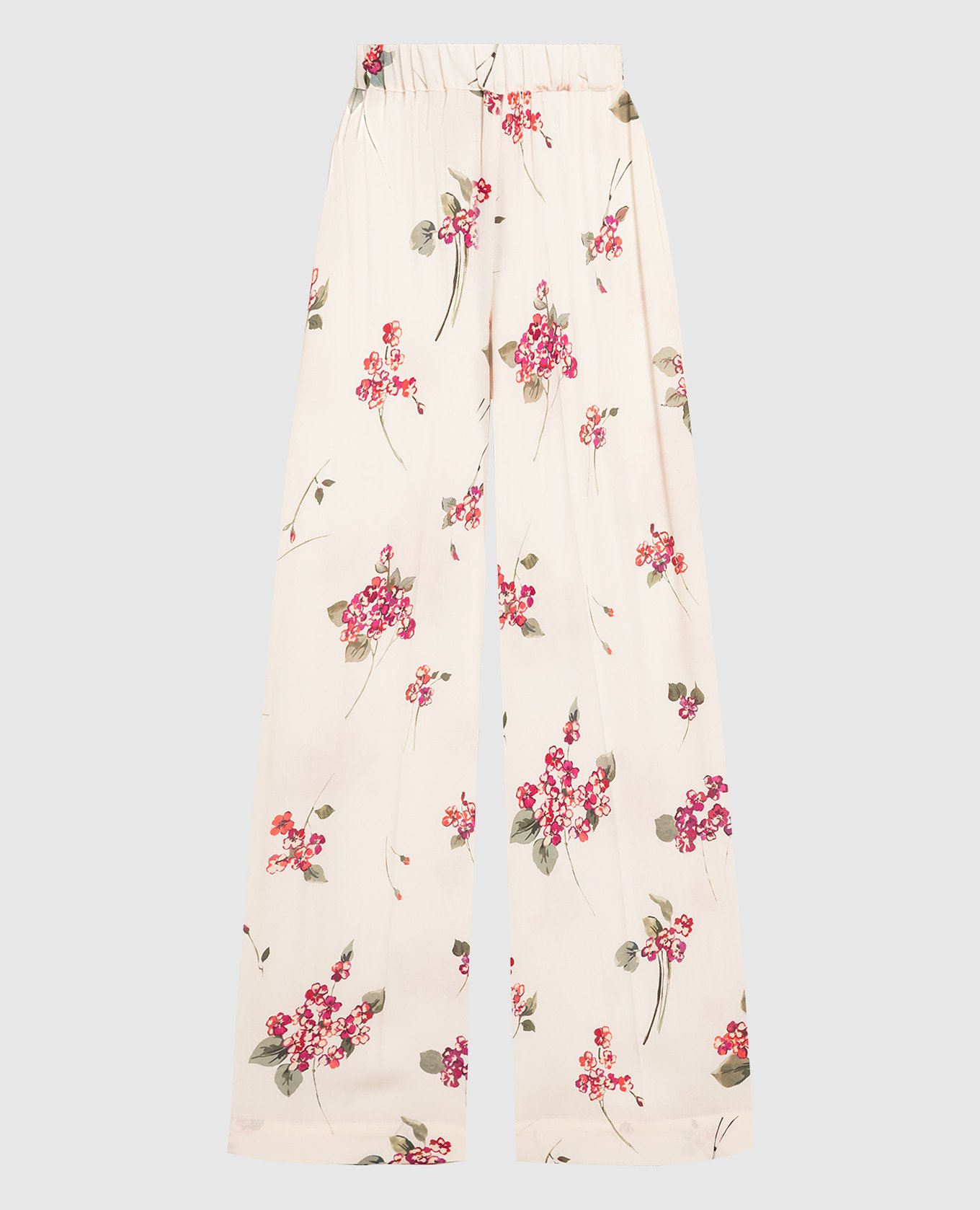 Beige palazzos in a floral print twinset