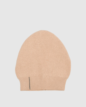 Peserico Beige hat made of wool, silk and cashmere with a monil chain S36151F12K09018