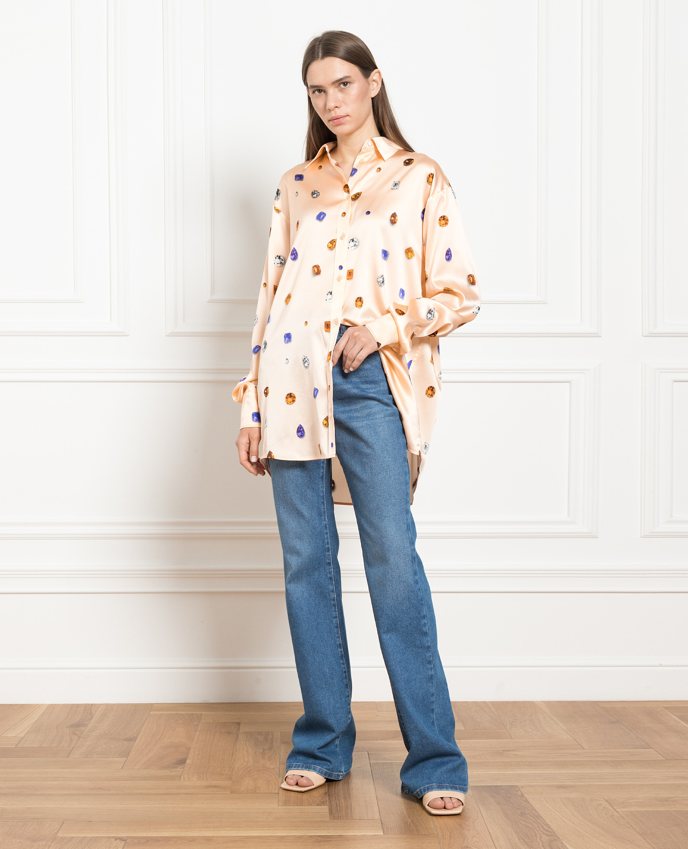 

Beige printed silk shirt Max Mara Sportmax