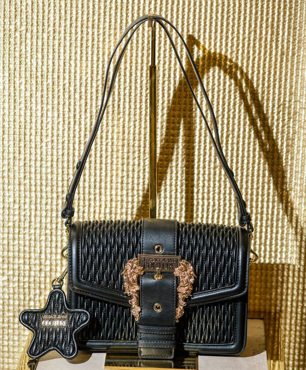 VIP価格.VERSACE BAROQUE MESSENGER BAG 関税送料込 RANGE F black bag with croco texture and accessory brand