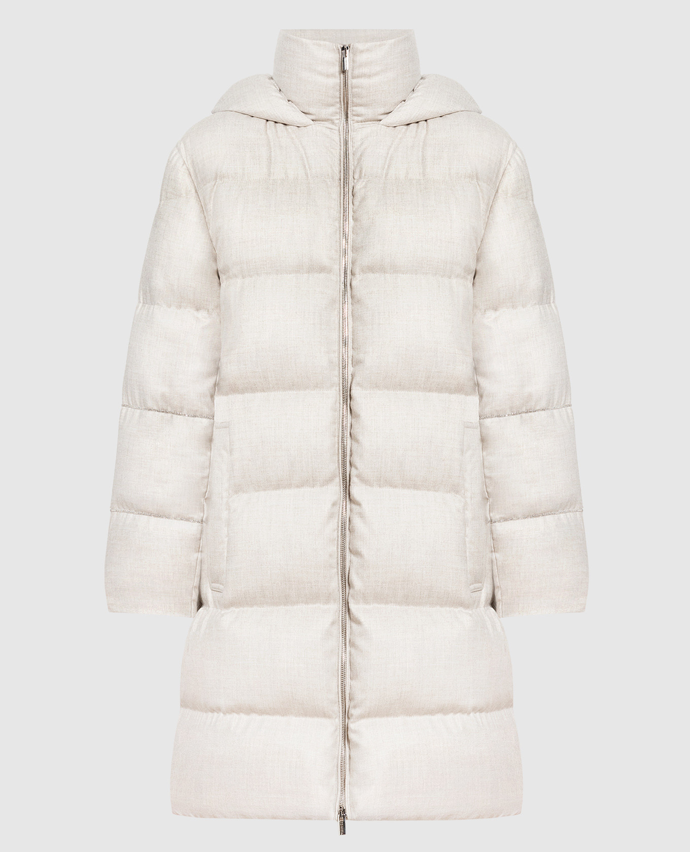 Beige down jacket with monil chain peserico